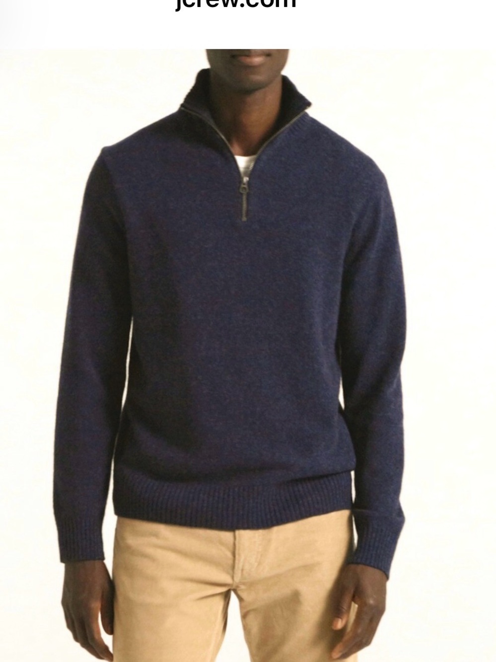 J.Crew Mens S Rugged Merino Wool Blend Half Zip Sweater Navy Soft Pullover - Picture 10 of 10